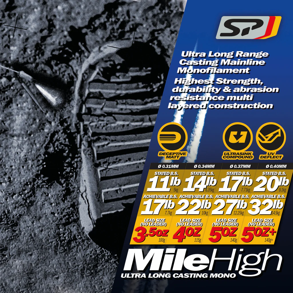 SP MILE HIGH MONO 20lb, 1250m SPOOL  (0.40mm diameter) 