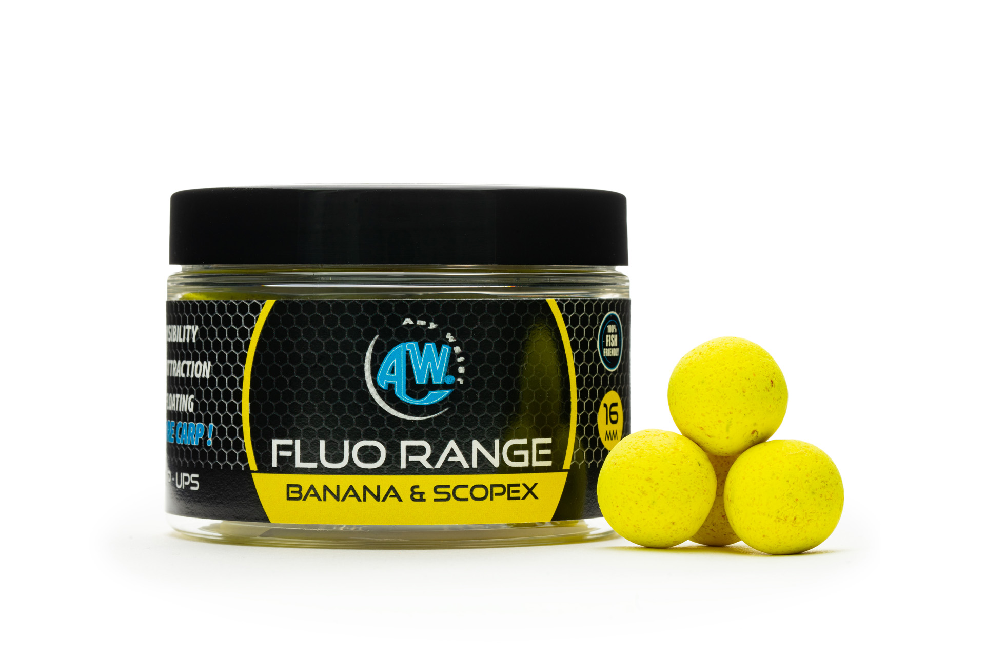 FLUO POP UPS BOILIES - BANANA & SCOPEX - 16 mm (fluo yellow)