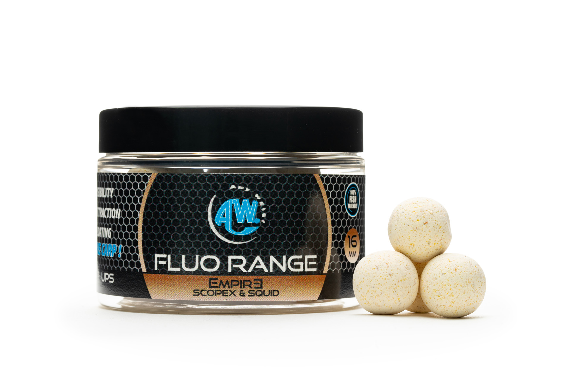 FLUO POP UPS BOILIES - EMPIRE (scopex squid) - 16 mm (fluo white)