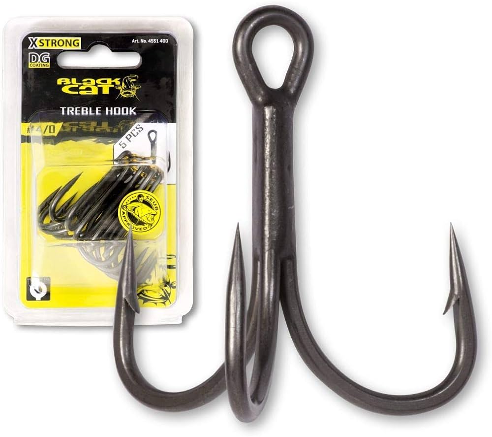 #1/0 Black Cat Treble Hook DG DG coating 5pcs