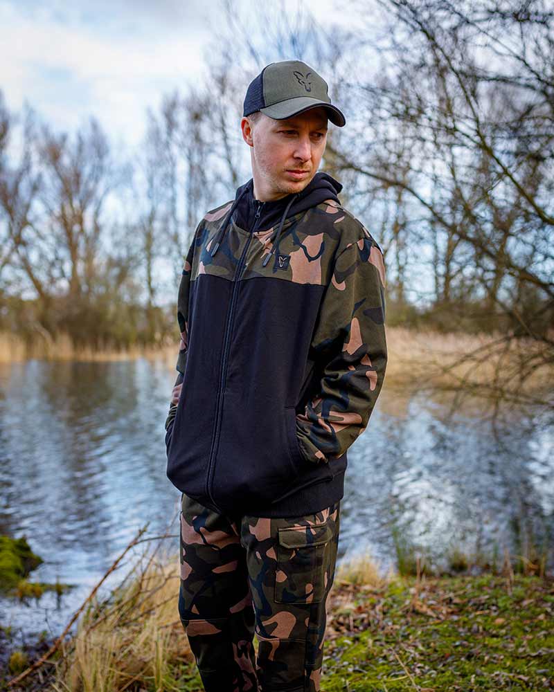 LW BLack / Camo Split Zip Hoody LGE