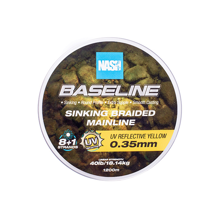 Baseline Sinking Braid UV Yellow 40lb 0.35mm 1200m