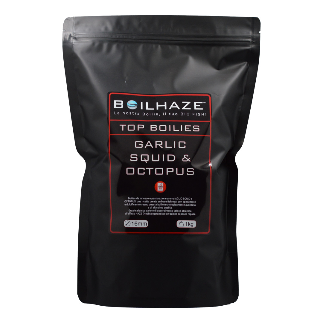 TOP BOILIES GARLIC & SQUID OCTOPUS 16mm 1kg