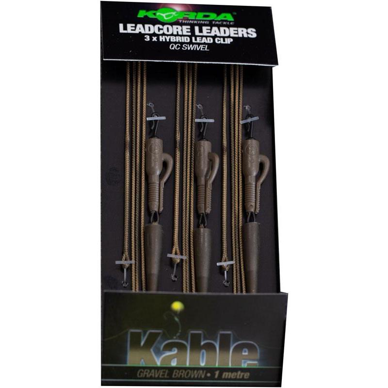 Leadcore Leaders - Hybrid Lead Clip QC Swivel Gravel 1m