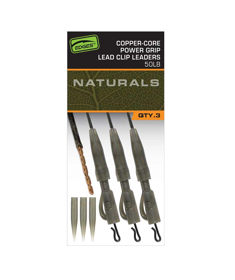 Edges Naturals Copper-Core Power Grip Lead Clip Leaders x3