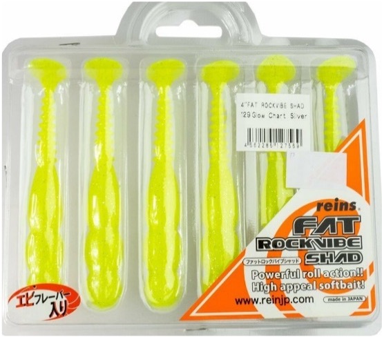 FAT ROCKVIBE SHAD 4" 129 GLOW CHART SILVER