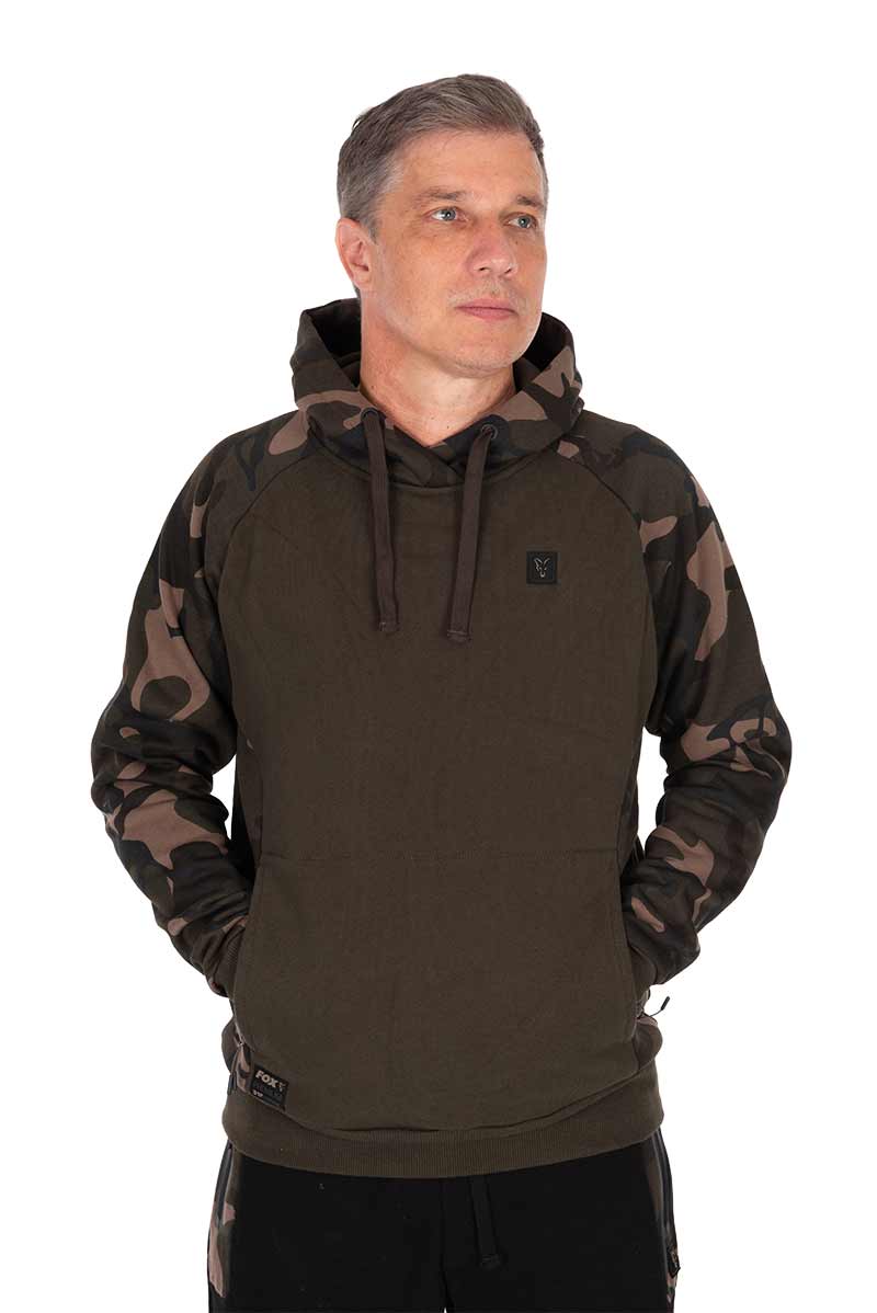 Khaki  / Camo pullover premium 310 hoodie - S