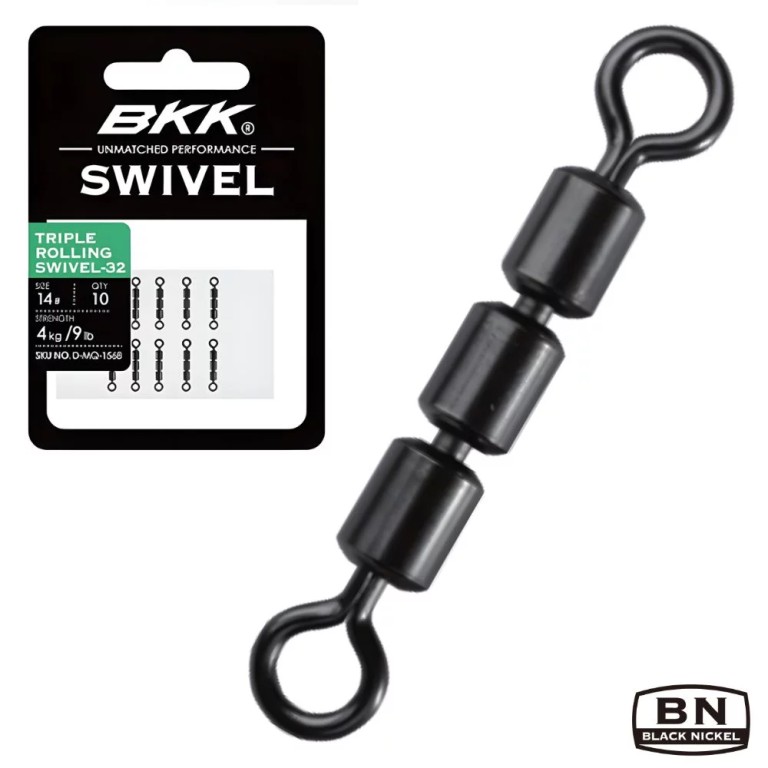 BKK TRIPLE ROLLING SWIVEL - 32 - #4 - QTY 10 - 35KG/71LB