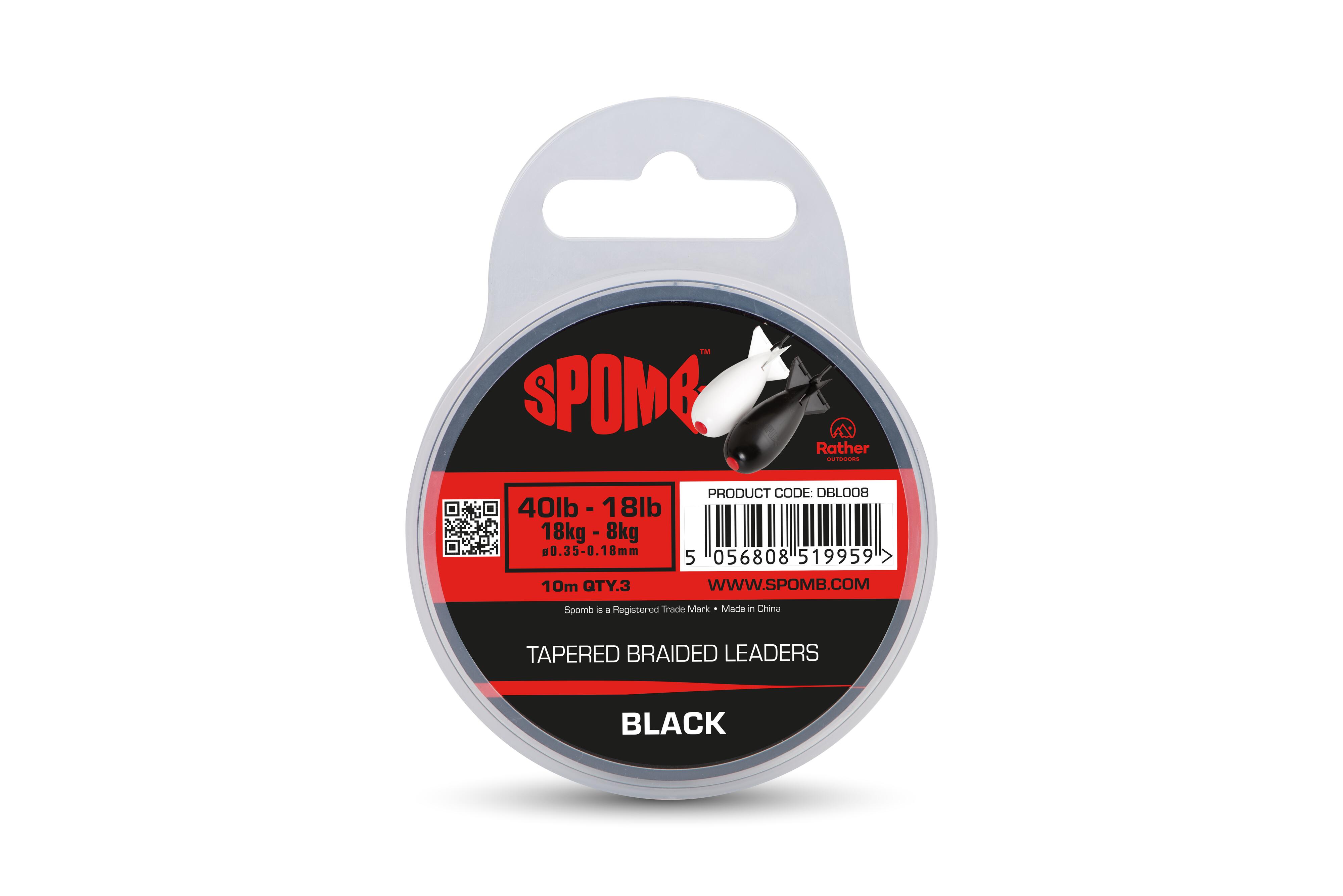 Tapered Braided Leaders Black 3pcs 40lb-18lb