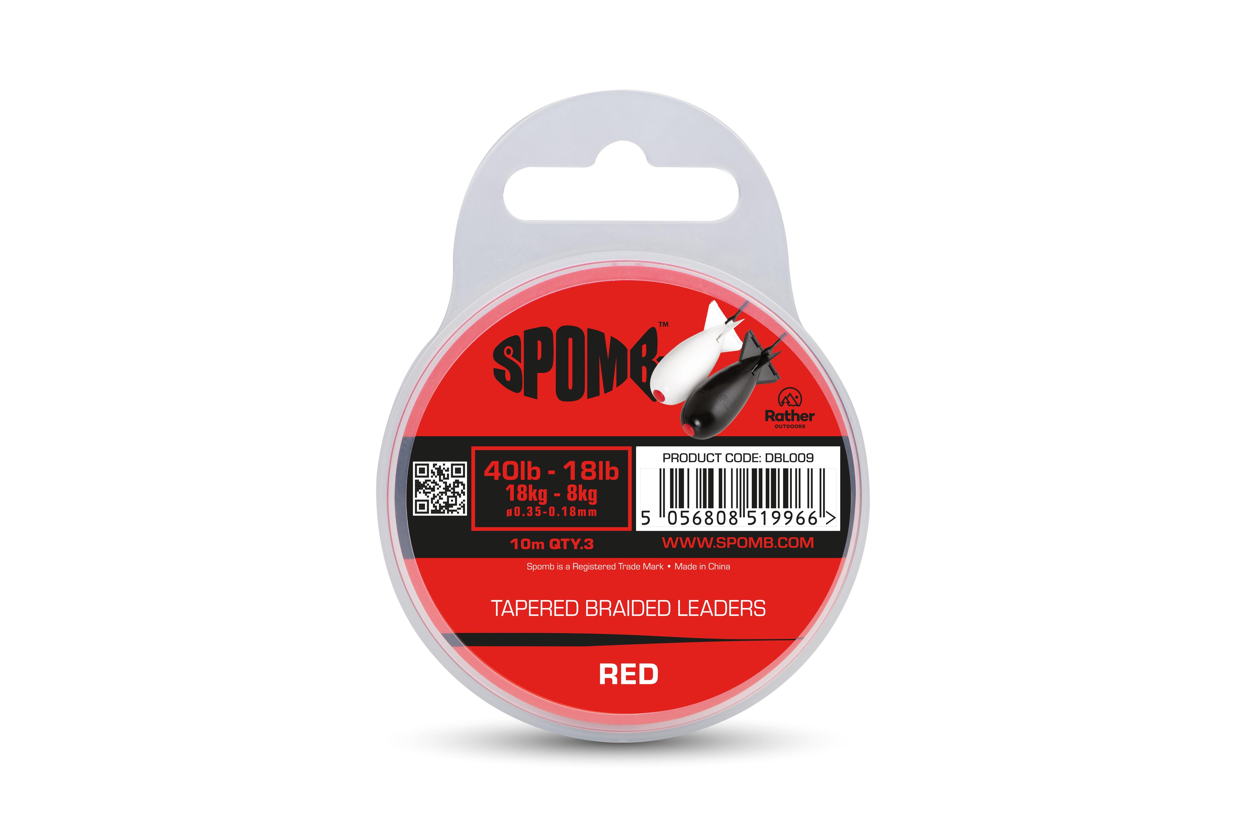 Tapered Braided Leaders Red 3pcs 40lb-18lb