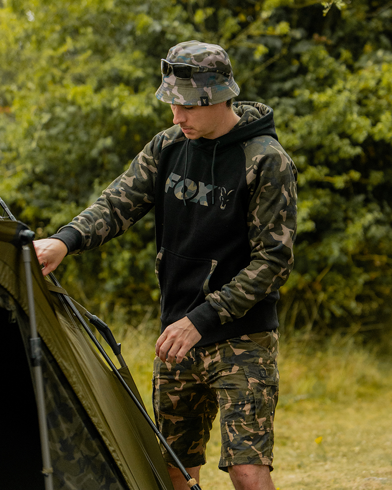 Fox Black / Camo Raglan hoodie - S