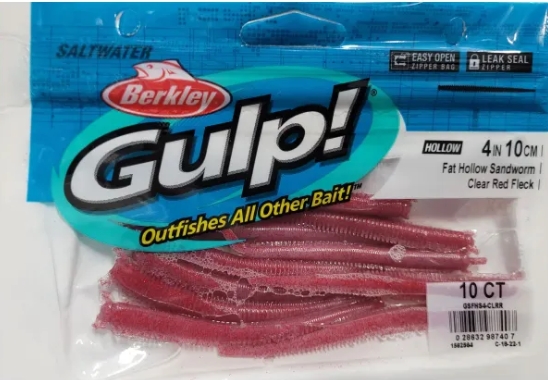 Berkley Gulp Saltwater 10cm Fat Sandworm Col. Clear Red