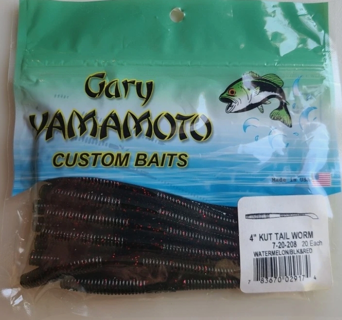 4" KUT TAIL WORM Watermelon/Blk&Red