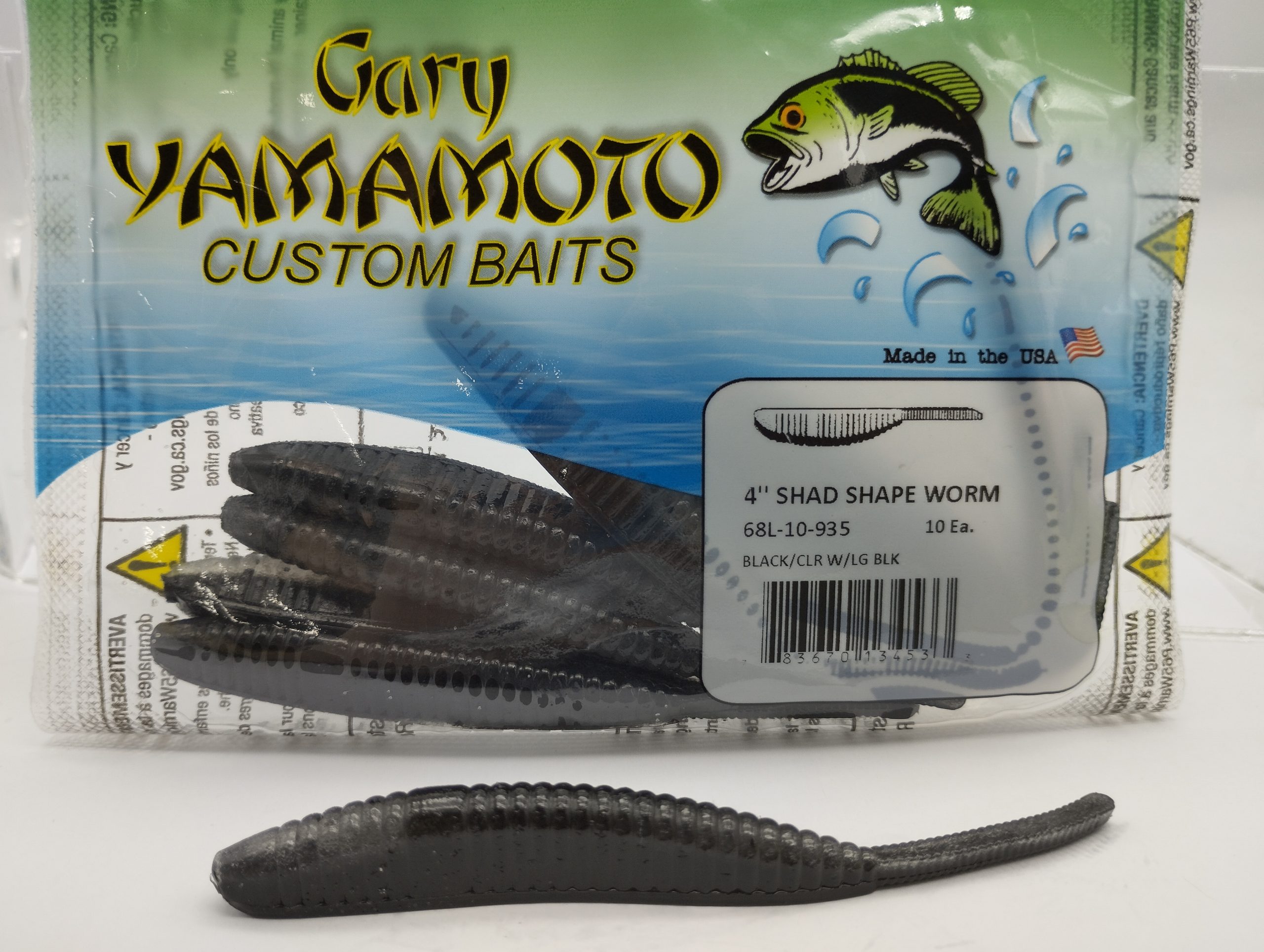 4" SHAD SHAPE WORM BLACK/CLR