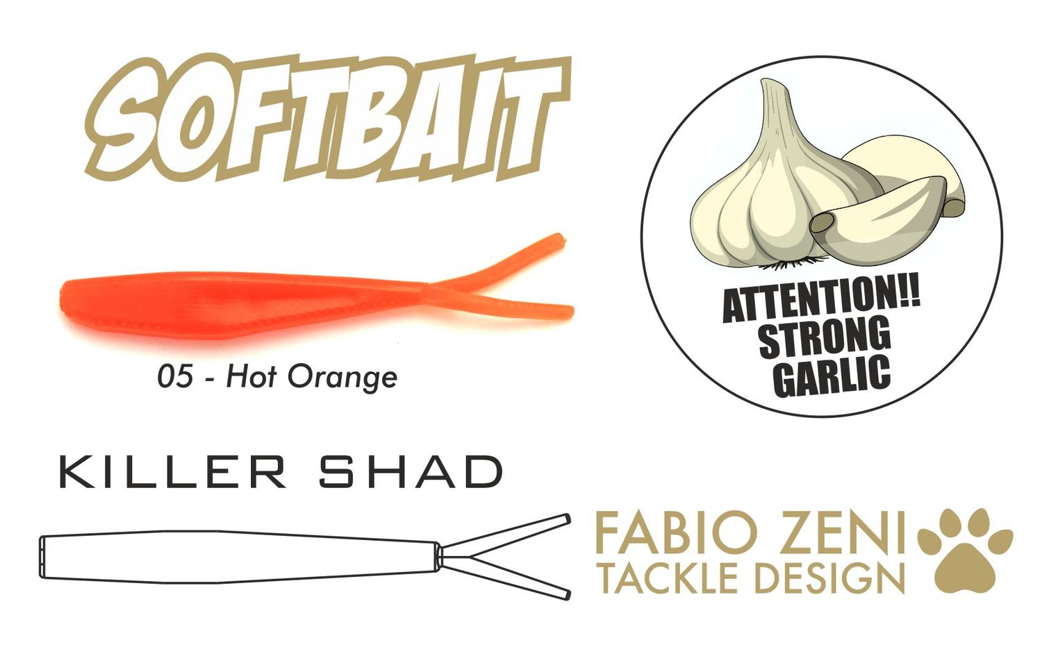 KILLER SHAD GARLIC 2" 05 HOT ORANGE 7pc