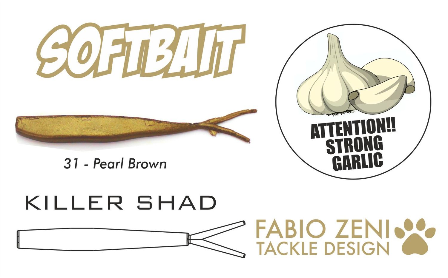 KILLER SHAD GARLIC 2" 31 PEARL BROWN 7pc
