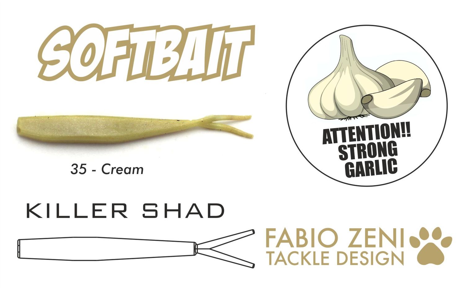 KILLER SHAD GARLIC 2" 35 CREAM 7pc