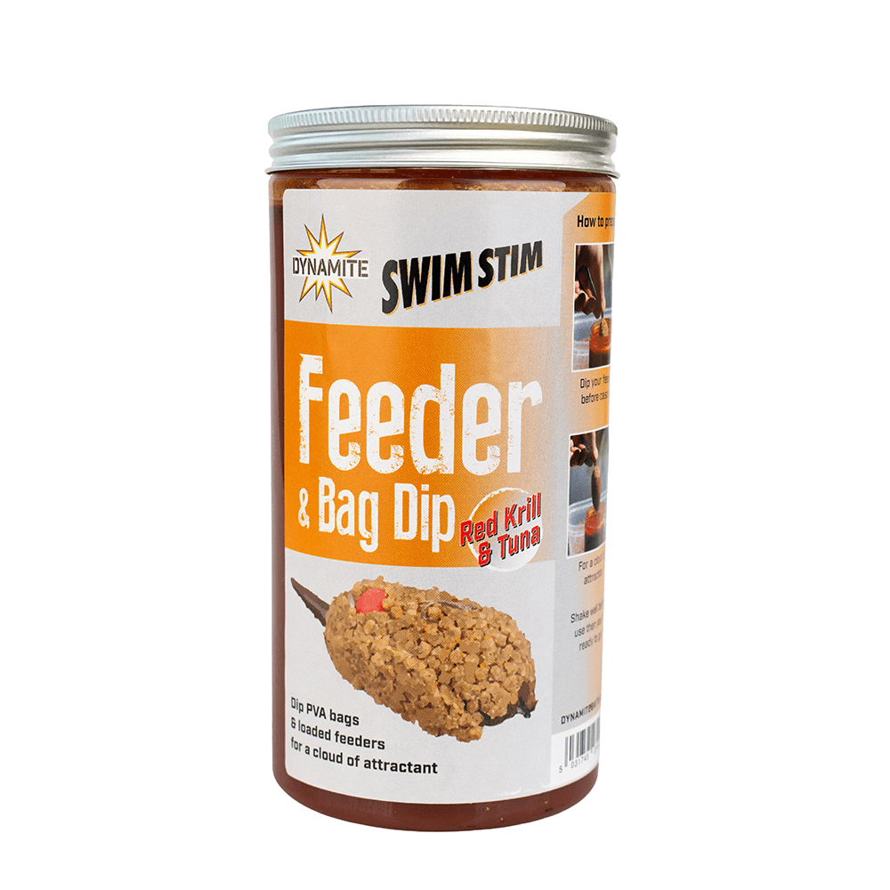 	SWIM STIM FEEDER & BAG DIP 500ML RED KRILL & TUNA